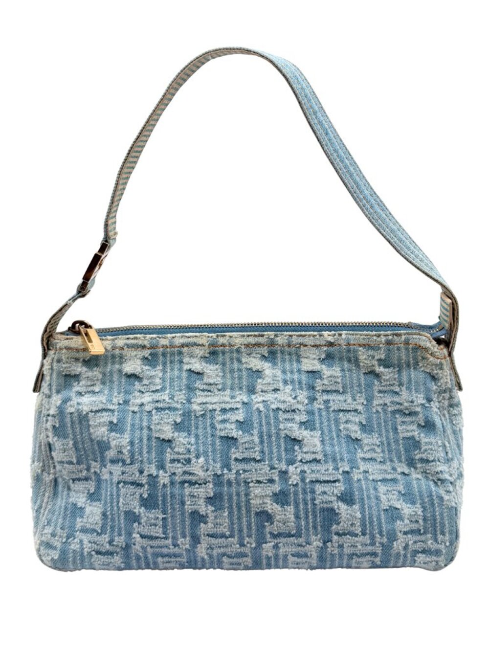 Vintage FENDI Denim Zucca Monogram Pochette Baguette - Picture 1 of 11